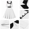 imageIDOPIP Women 1950s Vintage Stripe Swing Dress Halloween Costume Audrey Hepburn Style Cosplay Outfit Cocktail Party Midi DressWhite