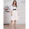 imageIDOPIP Women 1950s Vintage Stripe Swing Dress Halloween Costume Audrey Hepburn Style Cosplay Outfit Cocktail Party Midi DressWhite