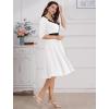 imageIDOPIP Women 1950s Vintage Stripe Swing Dress Halloween Costume Audrey Hepburn Style Cosplay Outfit Cocktail Party Midi DressWhite