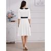 imageIDOPIP Women 1950s Vintage Stripe Swing Dress Halloween Costume Audrey Hepburn Style Cosplay Outfit Cocktail Party Midi DressWhite
