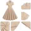 imageIDOPIP Women 1950s Vintage Swing Dress Puff Sleeve Cocktail Party Dress Formal Rockabilly Evening Elegant Retro Midi DressApricot