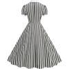 imageIDOPIP Women 1950s Vintage Swing Dress Puff Sleeve Cocktail Party Dress Formal Rockabilly Evening Elegant Retro Midi DressBlack White Striped