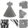 imageIDOPIP Women 1950s Vintage Swing Dress Puff Sleeve Cocktail Party Dress Formal Rockabilly Evening Elegant Retro Midi DressBlack White Striped