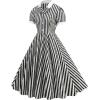 imageIDOPIP Women 1950s Vintage Swing Dress Puff Sleeve Cocktail Party Dress Formal Rockabilly Evening Elegant Retro Midi DressBlack White Striped