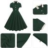 imageIDOPIP Women 1950s Vintage Swing Dress Puff Sleeve Cocktail Party Dress Formal Rockabilly Evening Elegant Retro Midi DressBlackish Green