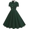 imageIDOPIP Women 1950s Vintage Swing Dress Puff Sleeve Cocktail Party Dress Formal Rockabilly Evening Elegant Retro Midi DressBlackish Green