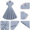 imageIDOPIP Women 1950s Vintage Swing Dress Puff Sleeve Cocktail Party Dress Formal Rockabilly Evening Elegant Retro Midi DressBlue