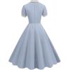 imageIDOPIP Women 1950s Vintage Swing Dress Puff Sleeve Cocktail Party Dress Formal Rockabilly Evening Elegant Retro Midi DressBlue