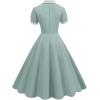 imageIDOPIP Women 1950s Vintage Swing Dress Puff Sleeve Cocktail Party Dress Formal Rockabilly Evening Elegant Retro Midi DressGreen