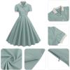 imageIDOPIP Women 1950s Vintage Swing Dress Puff Sleeve Cocktail Party Dress Formal Rockabilly Evening Elegant Retro Midi DressGreen