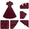 imageIDOPIP Women 1950s Vintage Swing Dress Puff Sleeve Cocktail Party Dress Formal Rockabilly Evening Elegant Retro Midi DressWine