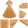 imageIDOPIP Women 1950s Vintage Swing Dress Puff Sleeve Cocktail Party Dress Formal Rockabilly Evening Elegant Retro Midi DressYellow