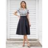 imageIDOPIP Women 50s Vintage Cocktail Party Swing Dress Audrey Hepburn Halloween Costume Elegant Short Sleeve Button Pinup DressBlack Plaid