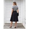 imageIDOPIP Women 50s Vintage Cocktail Party Swing Dress Audrey Hepburn Halloween Costume Elegant Short Sleeve Button Pinup DressBlack Plaid