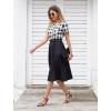 imageIDOPIP Women 50s Vintage Cocktail Party Swing Dress Audrey Hepburn Halloween Costume Elegant Short Sleeve Button Pinup DressBlack Plaid