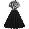 imageIDOPIP Women 50s Vintage Cocktail Party Swing Dress Audrey Hepburn Halloween Costume Elegant Short Sleeve Button Pinup DressBlack and White Striped