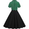 imageIDOPIP Women 50s Vintage Cocktail Party Swing Dress Audrey Hepburn Halloween Costume Elegant Short Sleeve Button Pinup DressGreen Striped