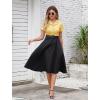 imageIDOPIP Women 50s Vintage Cocktail Party Swing Dress Audrey Hepburn Halloween Costume Elegant Short Sleeve Button Pinup DressYellow