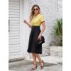 imageIDOPIP Women 50s Vintage Cocktail Party Swing Dress Audrey Hepburn Halloween Costume Elegant Short Sleeve Button Pinup DressYellow
