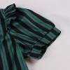 imageIDOPIP Women Black Striped Halloween Cosplay Costume Dress Elegant Tie Neck Midi Dress 1950s Vintage Cocktail Shirt DressDark Green