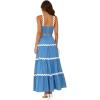 imageIDOPIP Women Boho Summer Camisole Top with Tiered Flowy Maxi Skirt Casual Contrast Rickrack Trim Spaghetti Straps 2PCS OutfitBlue
