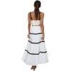 imageIDOPIP Women Boho Summer Camisole Top with Tiered Flowy Maxi Skirt Casual Contrast Rickrack Trim Spaghetti Straps 2PCS OutfitWhiteblack