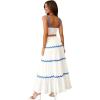 imageIDOPIP Women Boho Summer Camisole Top with Tiered Flowy Maxi Skirt Casual Contrast Rickrack Trim Spaghetti Straps 2PCS OutfitWhiteblue