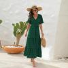 imageIDOPIP Women Casual Swiss Dot Tiered Maxi Dress with Belt Beach Summer Wedding Guest Sundress Elegant Cocktail Evening Outfit