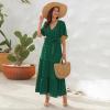 imageIDOPIP Women Casual Swiss Dot Tiered Maxi Dress with Belt Beach Summer Wedding Guest Sundress Elegant Cocktail Evening Outfit