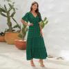 imageIDOPIP Women Casual Swiss Dot Tiered Maxi Dress with Belt Beach Summer Wedding Guest Sundress Elegant Cocktail Evening Outfit