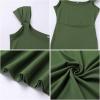 imageIDOPIP Women Elegant Mermaid Hem Bodycon Maxi Dress Square Neck Evening Party Gown Prom Wedding Guest Fishtail Cocktail DressGreen