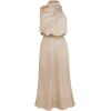 imageIDOPIP Women Elegant Satin Dress Sleeveless Halter Prom Party Gown Cocktail Bridesmaid Wedding Guest Outfit Formal Maxi DressApricot