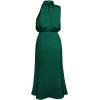 imageIDOPIP Women Elegant Satin Dress Sleeveless Halter Prom Party Gown Cocktail Bridesmaid Wedding Guest Outfit Formal Maxi DressGreen