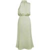 imageIDOPIP Women Elegant Satin Dress Sleeveless Halter Prom Party Gown Cocktail Bridesmaid Wedding Guest Outfit Formal Maxi DressLight Green