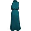 imageIDOPIP Women Elegant Satin Dress Sleeveless Halter Prom Party Gown Cocktail Bridesmaid Wedding Guest Outfit Formal Maxi DressPeacock Blue