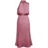 imageIDOPIP Women Elegant Satin Dress Sleeveless Halter Prom Party Gown Cocktail Bridesmaid Wedding Guest Outfit Formal Maxi DressPink