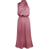 imageIDOPIP Women Elegant Satin Dress Sleeveless Halter Prom Party Gown Cocktail Bridesmaid Wedding Guest Outfit Formal Maxi DressPink