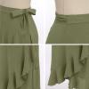 imageIDOPIP Women Irregular HighLow Hem Wrap Skirt Elegant High Waist Tie Side Midi Skirt Casual Summer Beach Ruffle Aline SkirtArmy Green