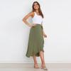 imageIDOPIP Women Irregular HighLow Hem Wrap Skirt Elegant High Waist Tie Side Midi Skirt Casual Summer Beach Ruffle Aline SkirtArmy Green