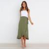 imageIDOPIP Women Irregular HighLow Hem Wrap Skirt Elegant High Waist Tie Side Midi Skirt Casual Summer Beach Ruffle Aline SkirtArmy Green