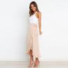 imageIDOPIP Women Irregular HighLow Hem Wrap Skirt Elegant High Waist Tie Side Midi Skirt Casual Summer Beach Ruffle Aline SkirtBeige