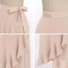 imageIDOPIP Women Irregular HighLow Hem Wrap Skirt Elegant High Waist Tie Side Midi Skirt Casual Summer Beach Ruffle Aline SkirtBeige