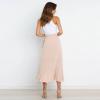 imageIDOPIP Women Irregular HighLow Hem Wrap Skirt Elegant High Waist Tie Side Midi Skirt Casual Summer Beach Ruffle Aline SkirtBeige
