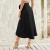 imageIDOPIP Women Irregular HighLow Hem Wrap Skirt Elegant High Waist Tie Side Midi Skirt Casual Summer Beach Ruffle Aline SkirtBlack