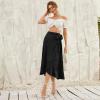 imageIDOPIP Women Irregular HighLow Hem Wrap Skirt Elegant High Waist Tie Side Midi Skirt Casual Summer Beach Ruffle Aline SkirtBlack