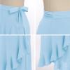 imageIDOPIP Women Irregular HighLow Hem Wrap Skirt Elegant High Waist Tie Side Midi Skirt Casual Summer Beach Ruffle Aline SkirtBlue