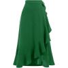 imageIDOPIP Women Irregular HighLow Hem Wrap Skirt Elegant High Waist Tie Side Midi Skirt Casual Summer Beach Ruffle Aline SkirtGreen