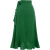 imageIDOPIP Women Irregular HighLow Hem Wrap Skirt Elegant High Waist Tie Side Midi Skirt Casual Summer Beach Ruffle Aline SkirtGreen