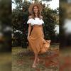 imageIDOPIP Women Irregular HighLow Hem Wrap Skirt Elegant High Waist Tie Side Midi Skirt Casual Summer Beach Ruffle Aline SkirtKhaki