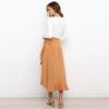 imageIDOPIP Women Irregular HighLow Hem Wrap Skirt Elegant High Waist Tie Side Midi Skirt Casual Summer Beach Ruffle Aline SkirtKhaki